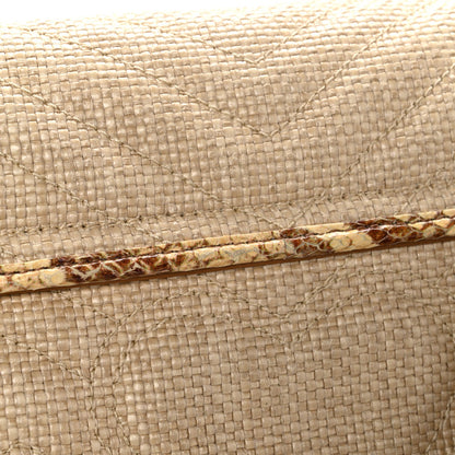 Raffia Elaphe Matelasse Small GG Marmont Shoulder Bag Natural Cream Brown