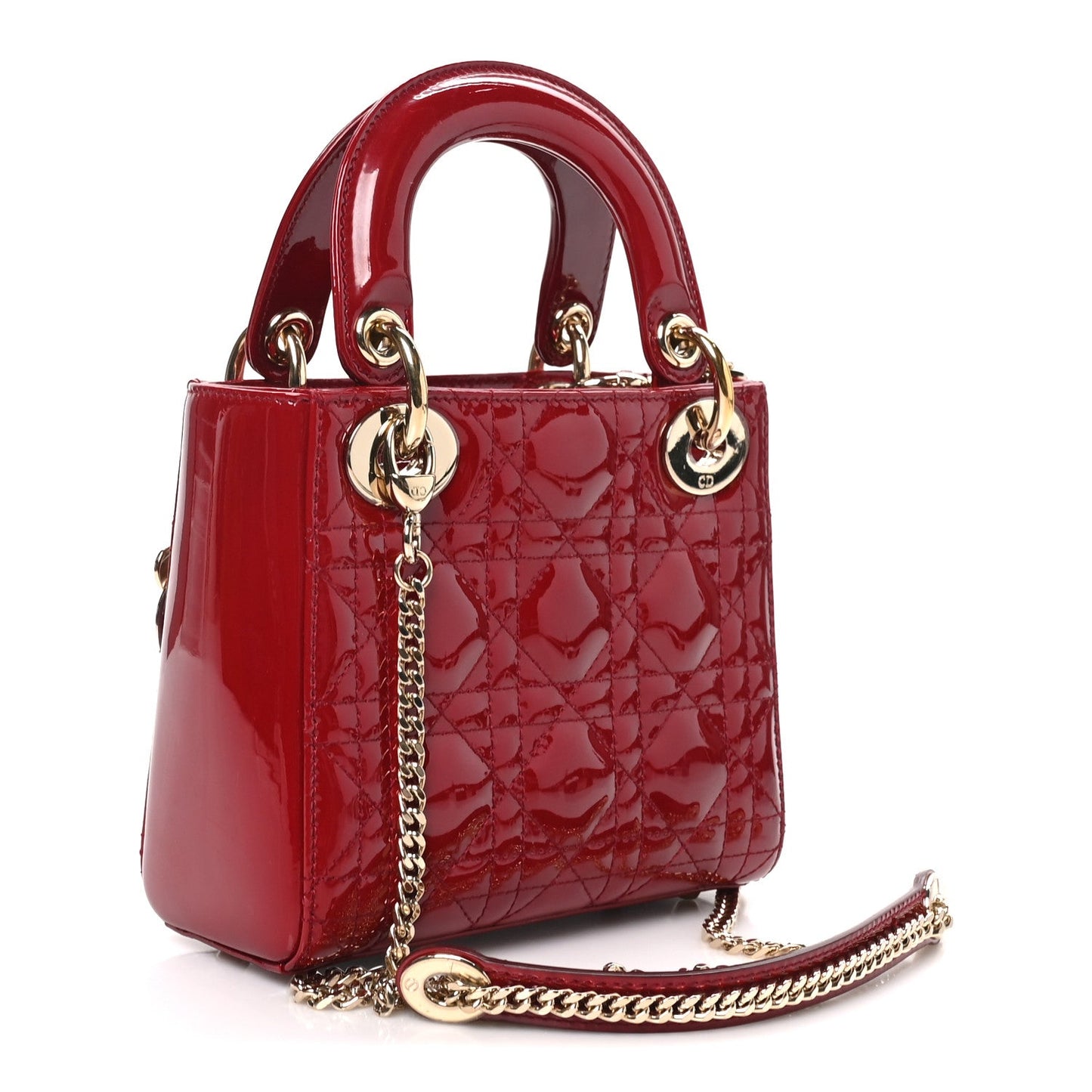 Patent Cannage Mini Lady Dior Red