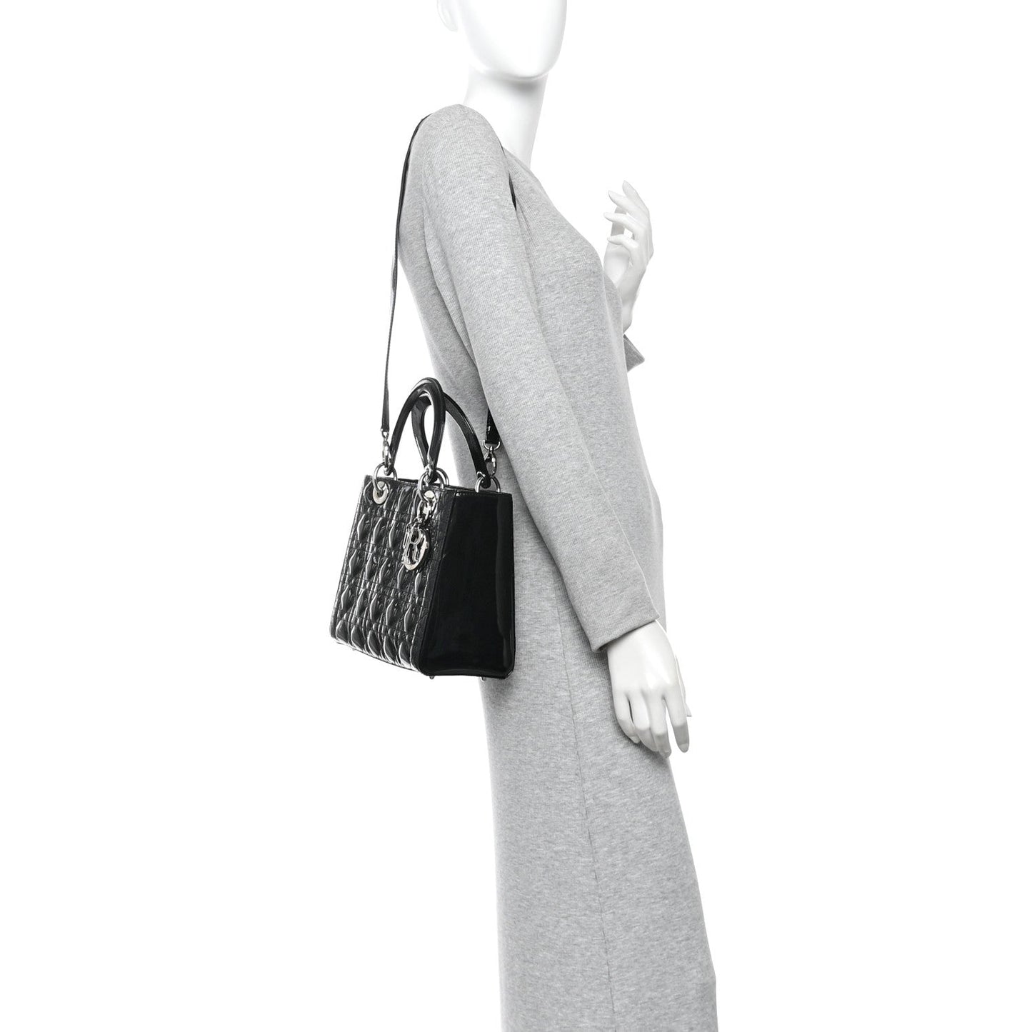 Patent Cannage Medium Lady Dior Black