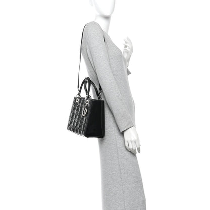 Patent Cannage Medium Lady Dior Black