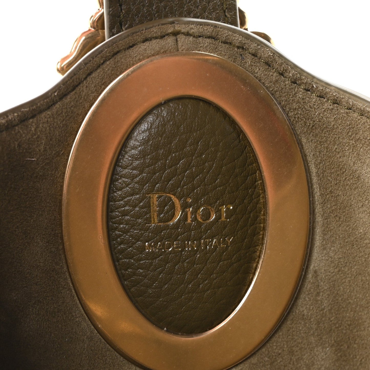 Grained Calfskin Medium Medaillon Bucket Bag Khaki
