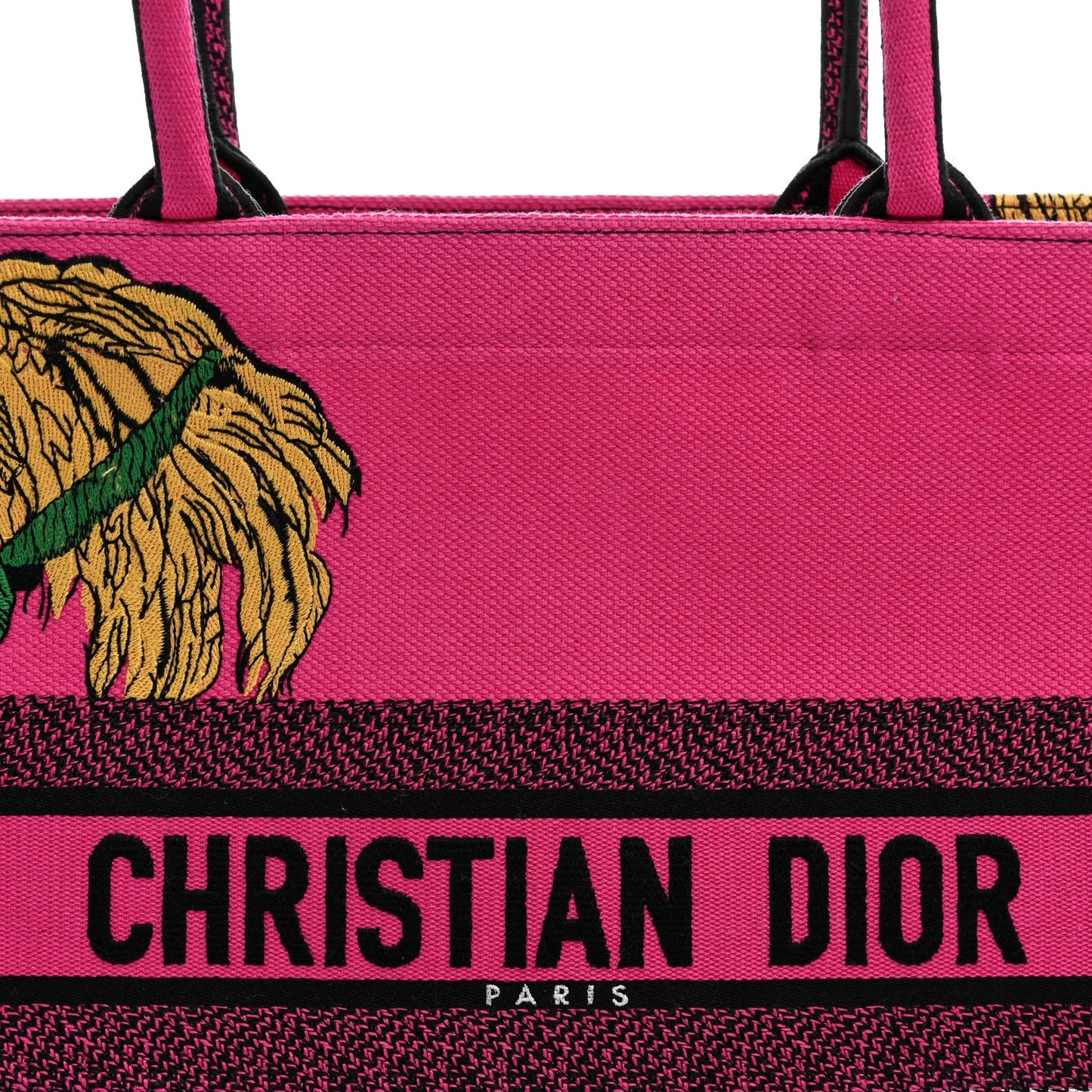 Canvas Embroidered Large Jungle Pop Book Tote Fuchsia Multicolor