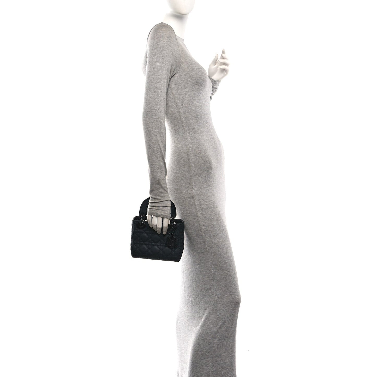 Ultra Matte Calfskin Cannage Mini Lady Dior Black