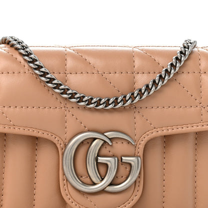 Calfskin Matelasse Aria Super Mini GG Marmont Shoulder Bag Camelia