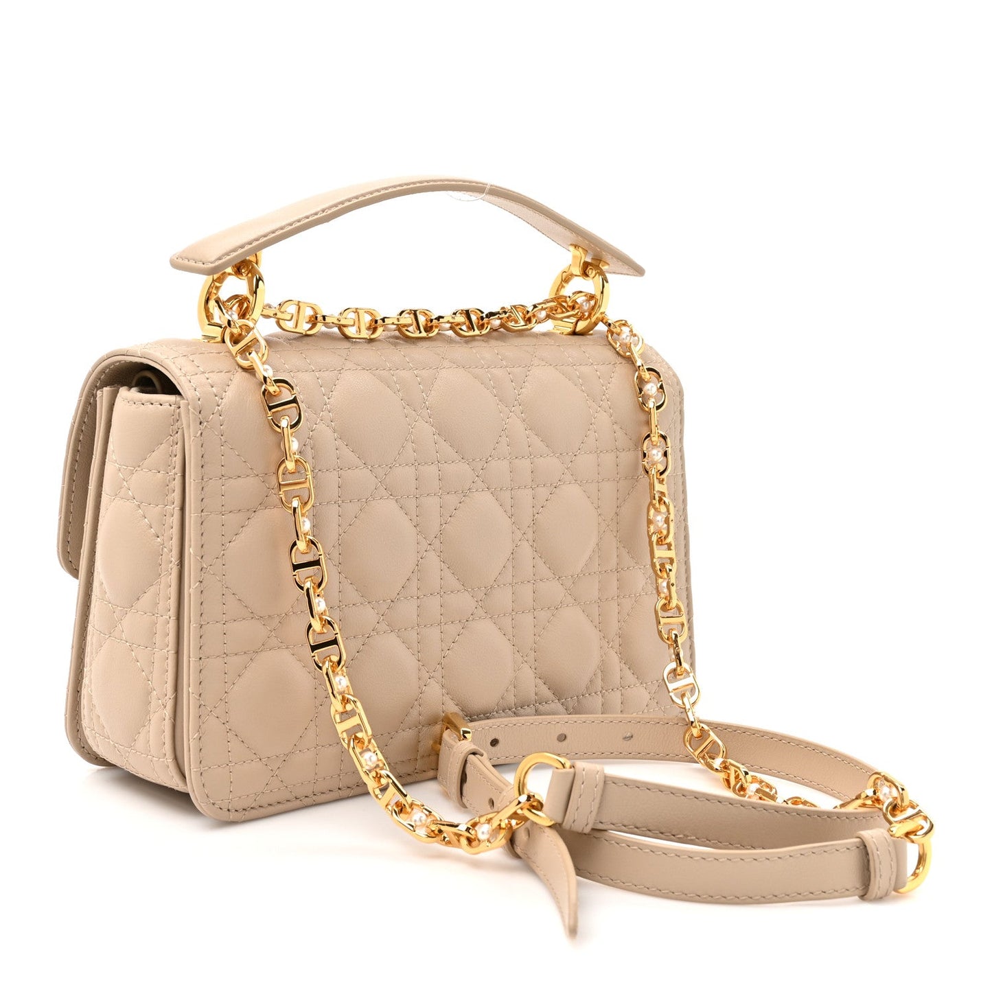 Lambskin Cannage Small Jolie Top Handle Bag Powder Beige Latte
