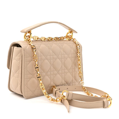 Lambskin Cannage Small Jolie Top Handle Bag Powder Beige Latte
