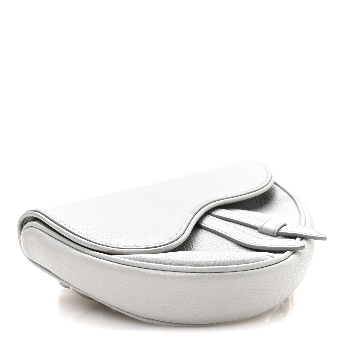 Grained Calfskin Mens Mini Saddle Bag Gray