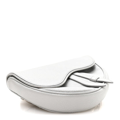 Grained Calfskin Mens Mini Saddle Bag Gray