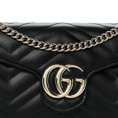 Calfskin Matelasse GG Marmont Chain Wallet Black