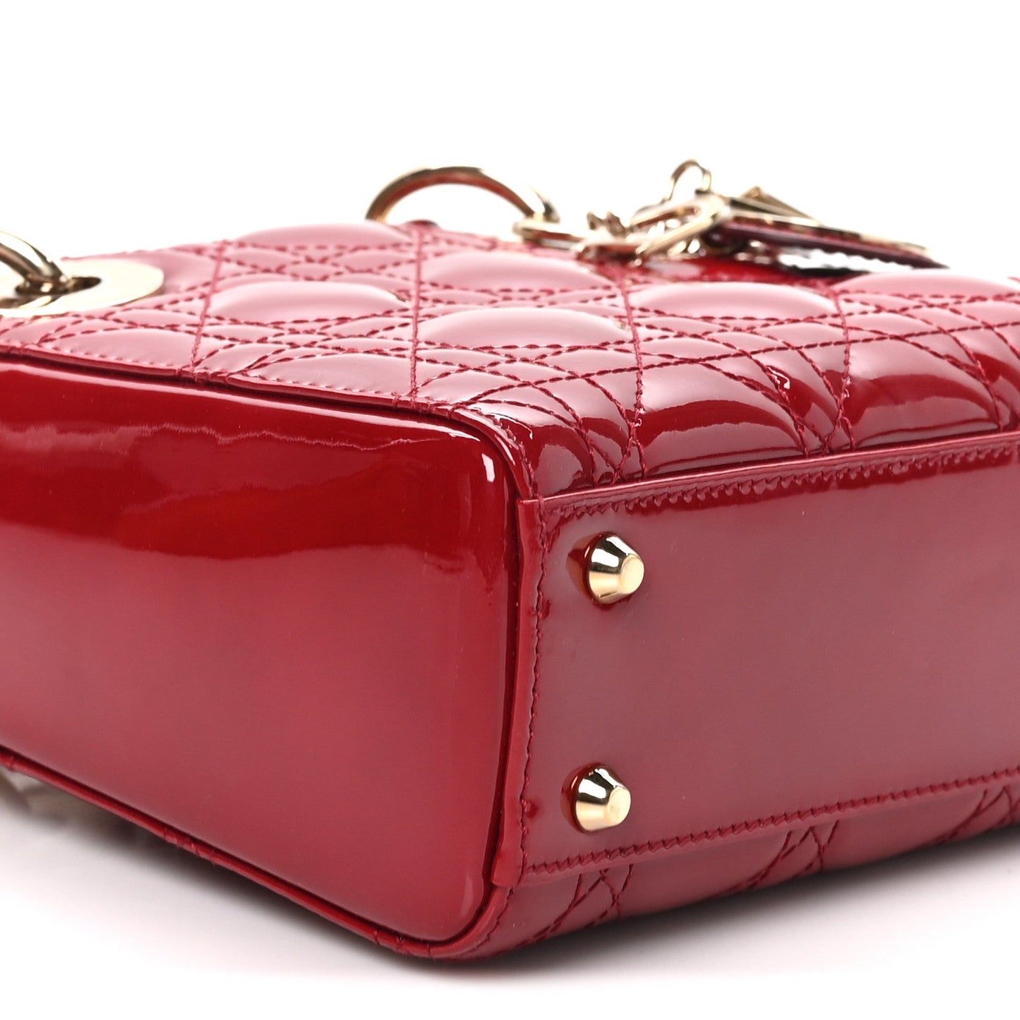 Patent Cannage Mini Lady Dior Red