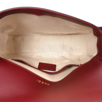GG Supreme Monogram Horsebit 1955 Soft Small Shoulder Bag Beige Ebony Rosso Ancora