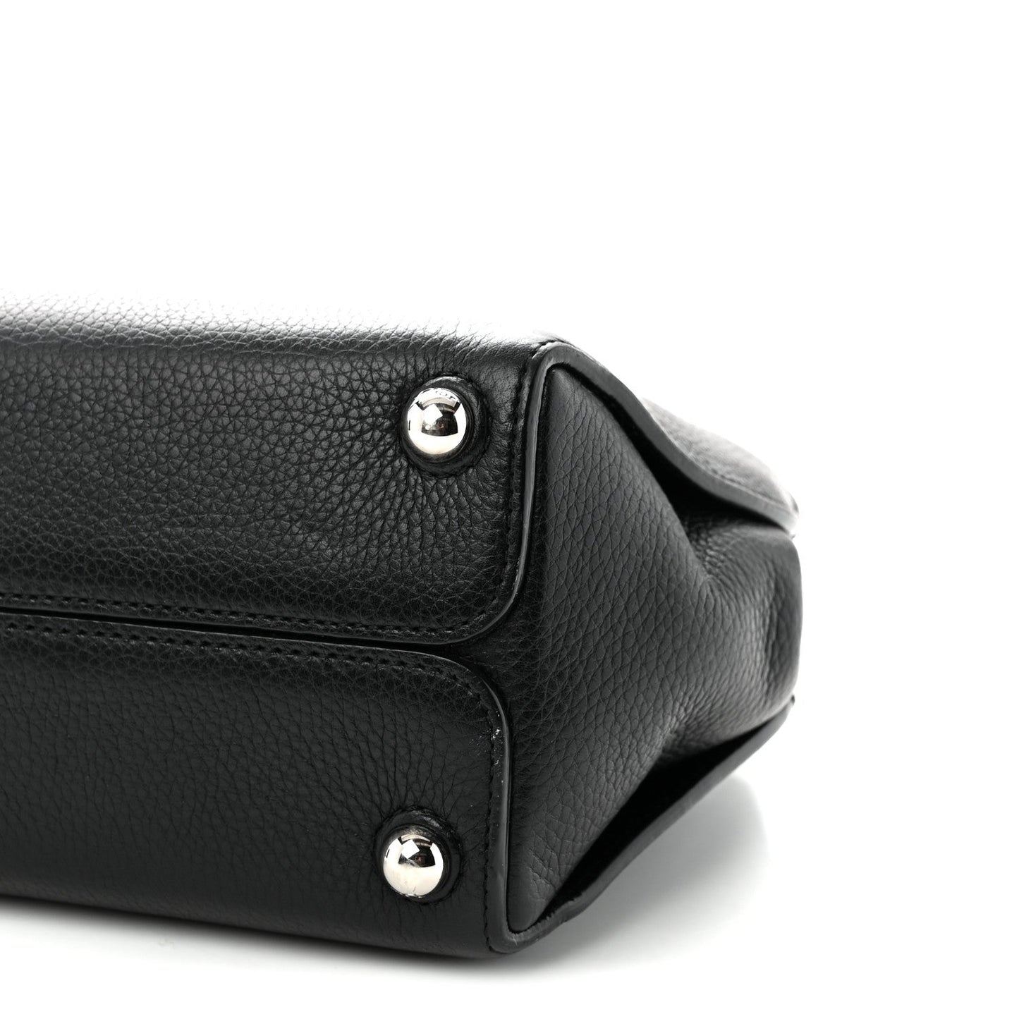Grained Calfskin Small Open Bar Tote Black