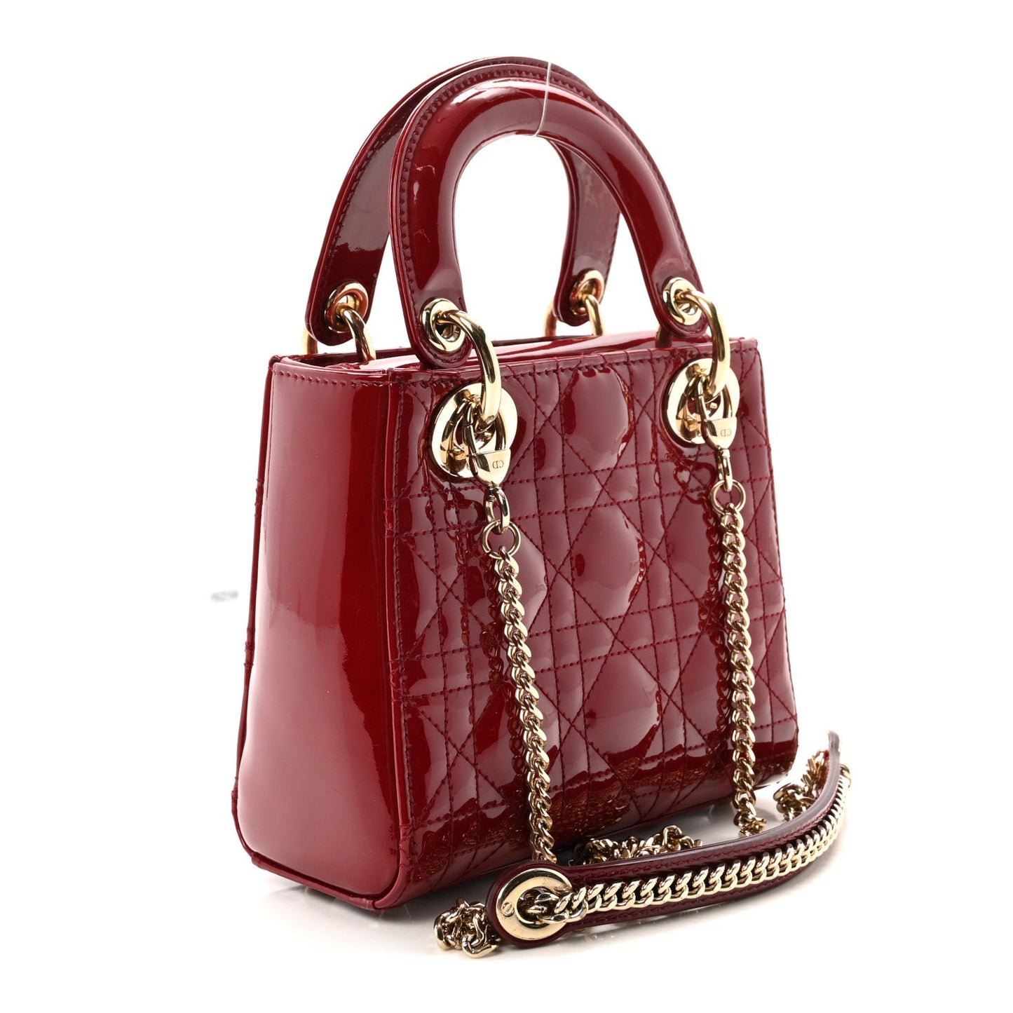 Patent Cannage Mini Lady Dior Red