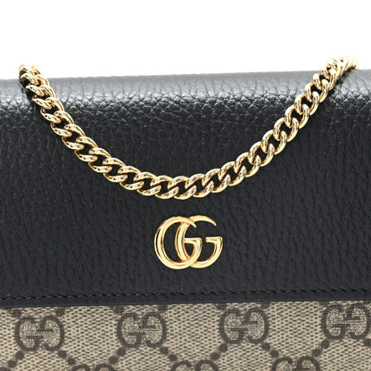 Dollar Calfskin GG Supreme Monogram Petite GG Marmont Wallet Chain Bag Black Beige Ebony