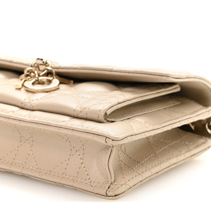 Lambskin Cannage Chain My Dior Daily Chain Pouch Powder Beige