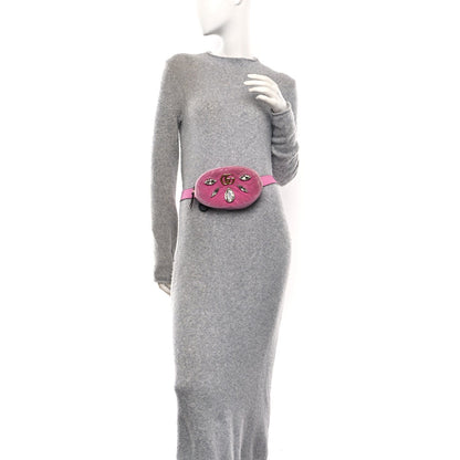 Velvet Matelasse Marquise Crystals GG Marmont Belt Bag 85 34 Malva
