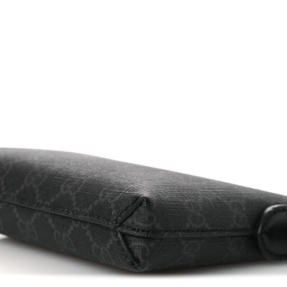 GG Supreme Monogram Azalea Calfskin Small Retro Interlocking G Wristlet Messenger Bag Black