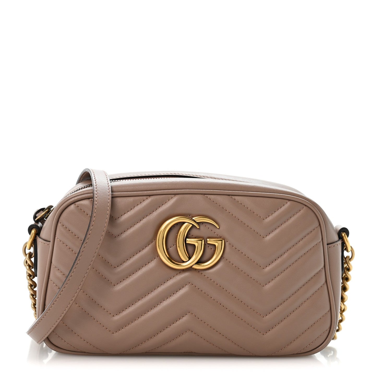 Calfskin Matelasse Small GG Marmont Chain Shoulder Bag Porcelain Rose