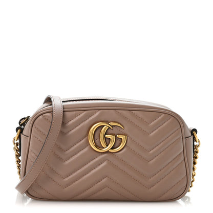 Calfskin Matelasse Small GG Marmont Chain Shoulder Bag Porcelain Rose