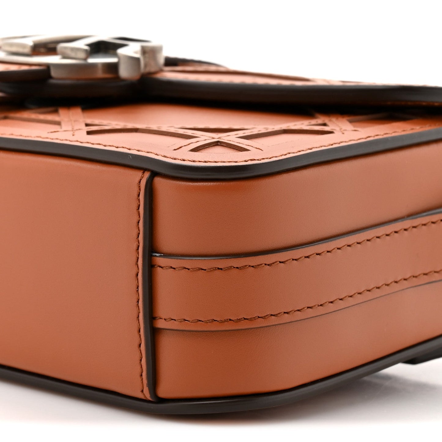 Calfskin Cosmo Laser Cut Cannage Mini Dior Charm Bag Cognac