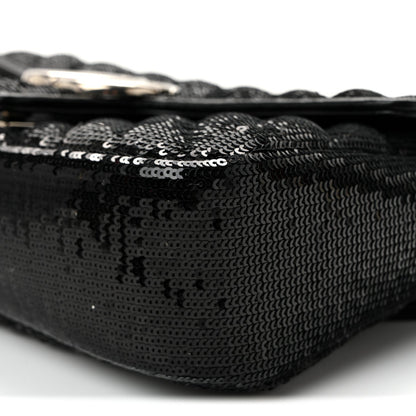 Sequin Matelasse Small GG Marmont Shoulder Bag Black