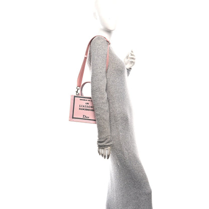 Canvas Embroidered Book Cover Mini Book Tote Pink Green