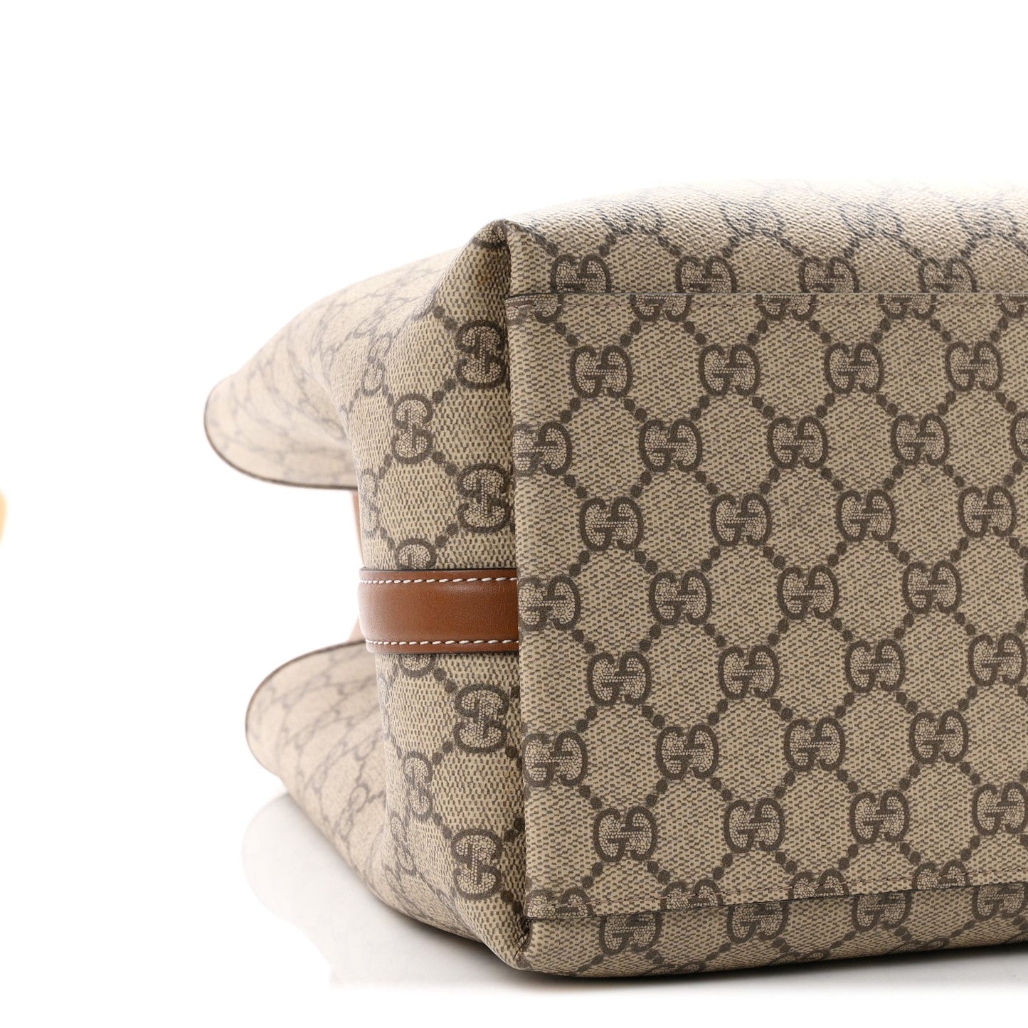 GG Supreme Monogram Emblem Large Tote Bag Beige Dark Brown