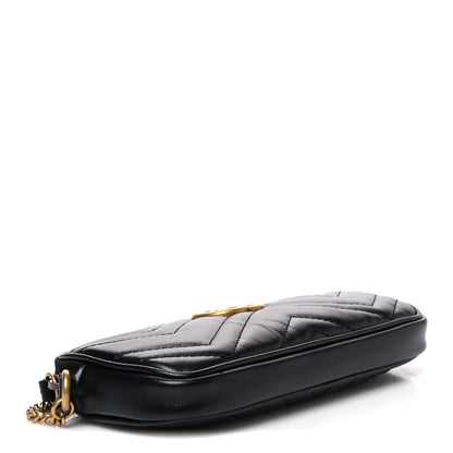 Calfskin Matelasse Mini GG Marmont Chain Crossbody Bag Black
