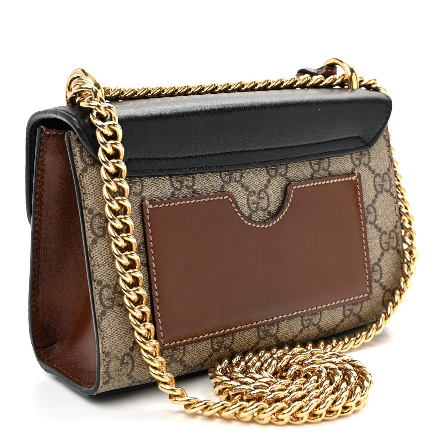 GG Supreme Monogram Calfskin Small Padlock Shoulder Bag Beige Black Cuir