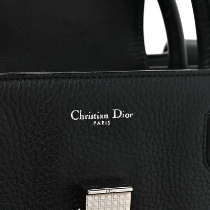 Grained Calfskin Large Diorever Flap Black