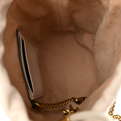 Calfskin Matelasse Mini GG Marmont 2.0 Bucket Bag White