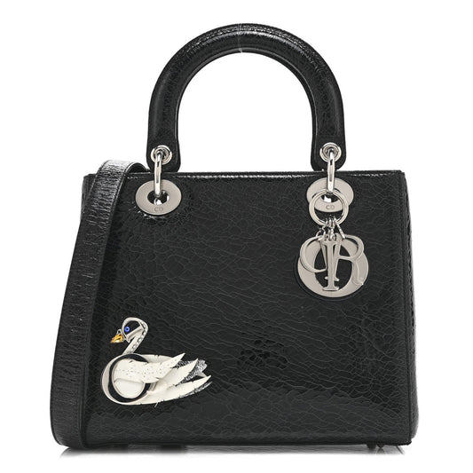 Ceramic Effect Deerskin Jeweled Swan Lady Dior Black