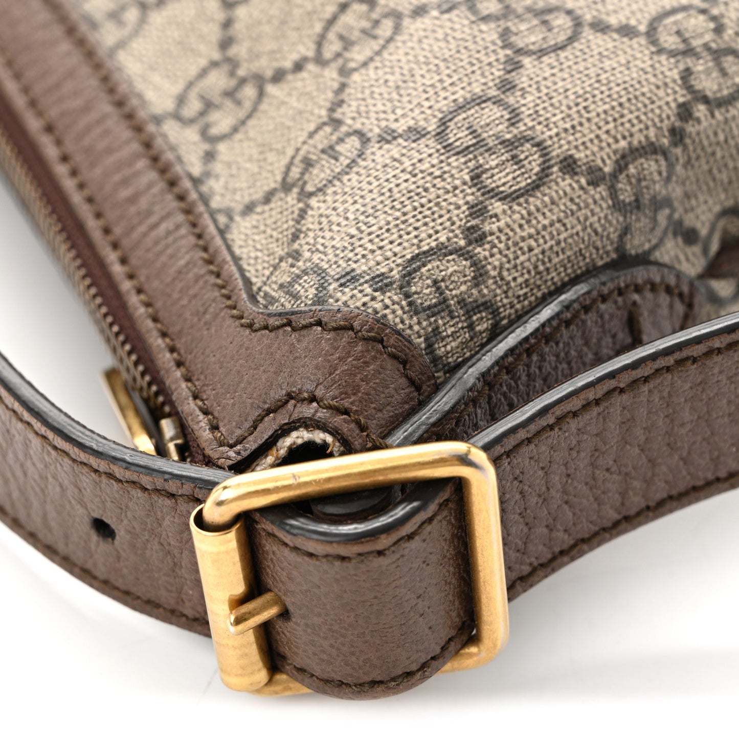 GG Supreme Monogram Web Small Ophidia Half Moon Hobo Brown