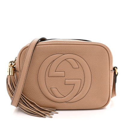 Pebbled Calfskin Small Soho Disco Bag Camelia