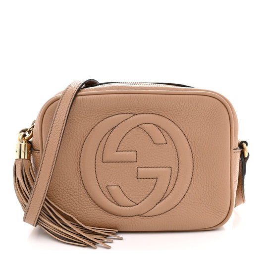 Pebbled Calfskin Small Soho Disco Bag Camelia