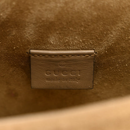 GG Supreme Monogram Suede Crystal Small Dionysus Shoulder Bag Beige Ebony Taupe