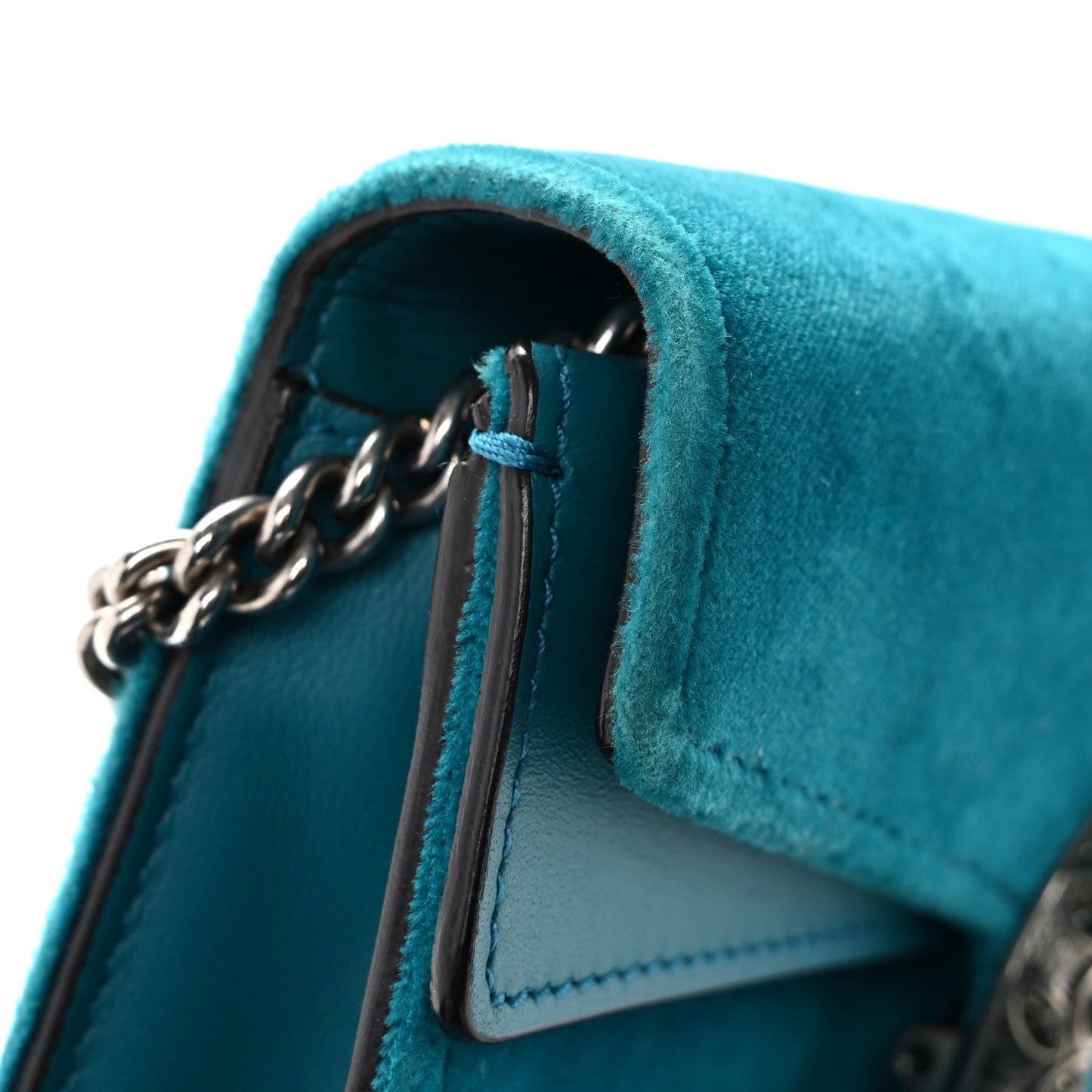 Velvet Super Mini Dionysus Shoulder Bag Pavone Cyan