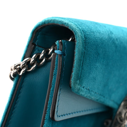 Velvet Super Mini Dionysus Shoulder Bag Pavone Cyan