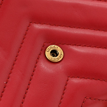 Calfskin Matelasse GG Marmont Chain Wallet Hibiscus Red