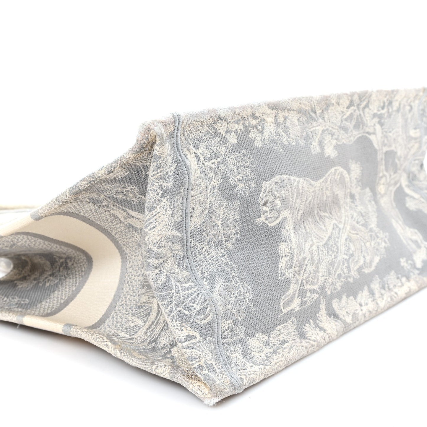 Canvas Embroidered Medium Dioriviera Toile De Jouy Reverse Book Tote Gray