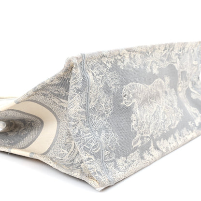 Canvas Embroidered Medium Dioriviera Toile De Jouy Reverse Book Tote Gray