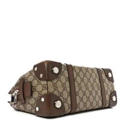 GG Supreme Monogram Textured Dollar Calfskin Small Detail Tote Beige Ebony New Acero