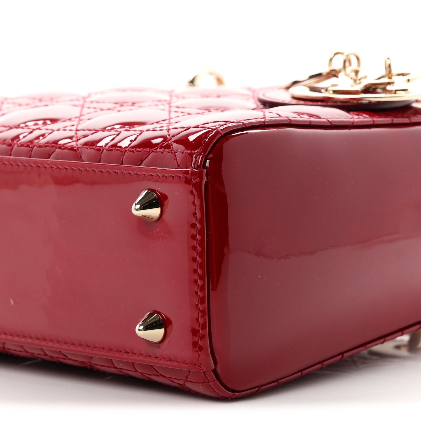 Patent Cannage Small Lady Dior Cherry Red