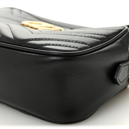 Calfskin Matelasse Small GG Marmont Chain Shoulder Bag Black