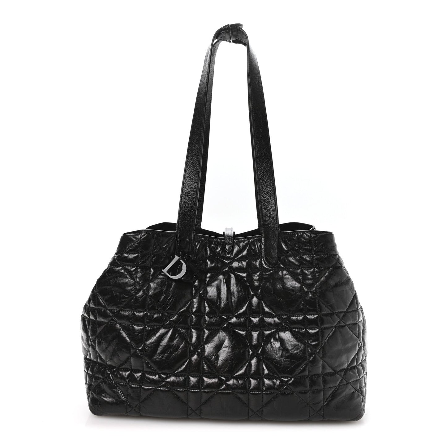 Crinkled Calfskin Macrocannage Large Toujours Black
