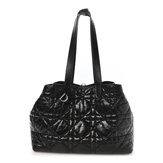 Crinkled Calfskin Macrocannage Large Toujours Black