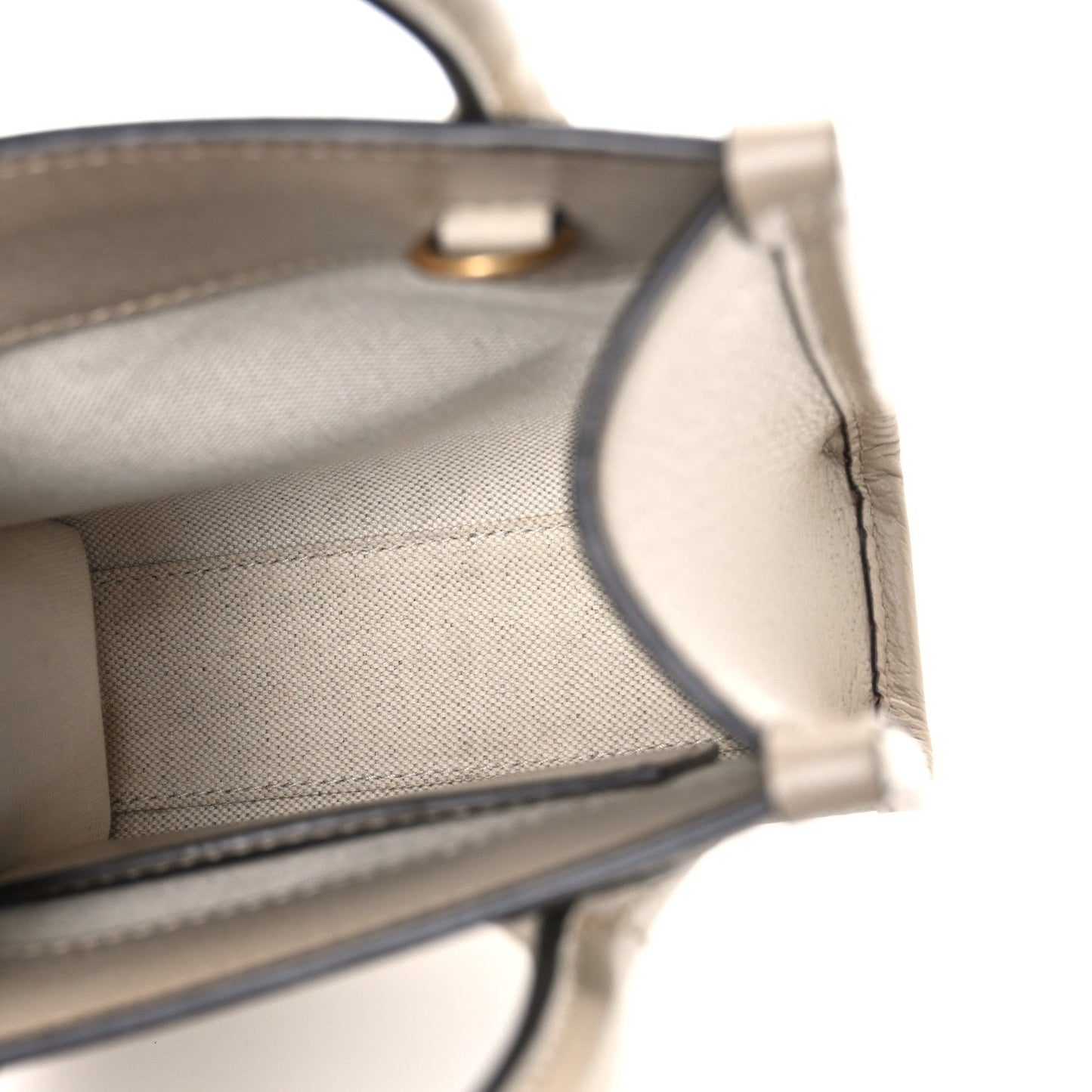 GG Supreme Monogram Textured Dollar Calfskin Mini Retro Interlocking G Tote Bag Beige Mystic White Oatmeal