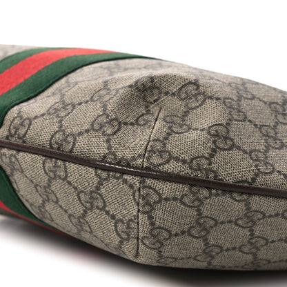 GG Supreme Monogram Web Small Ophidia Half Moon Hobo Brown
