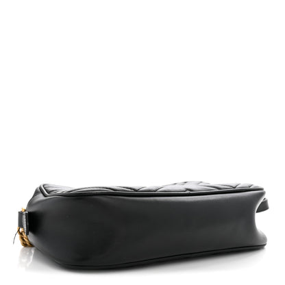 Calfskin Matelasse Small GG Marmont Chain Shoulder Bag Black