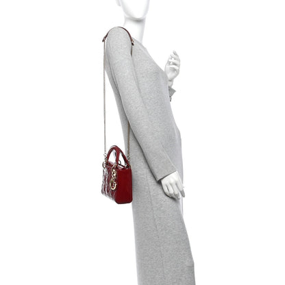 Patent Cannage Mini Lady Dior Red